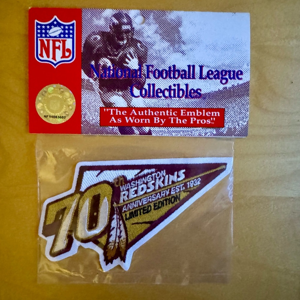 NWT Washington Redskins 70th Anniversary Patch